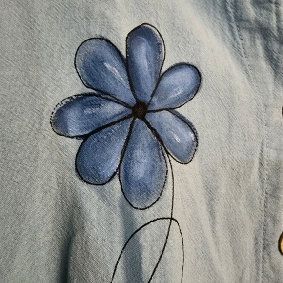 Sea Breeze Top Womens Plus Size Buton Up Collared 100% Cotton Blue Light Weight - Picture 8 of 11